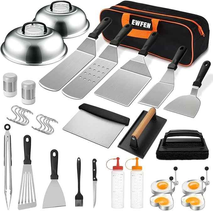 35 piece heavy duty stainless steel BBQ grill tool set in aluminum case