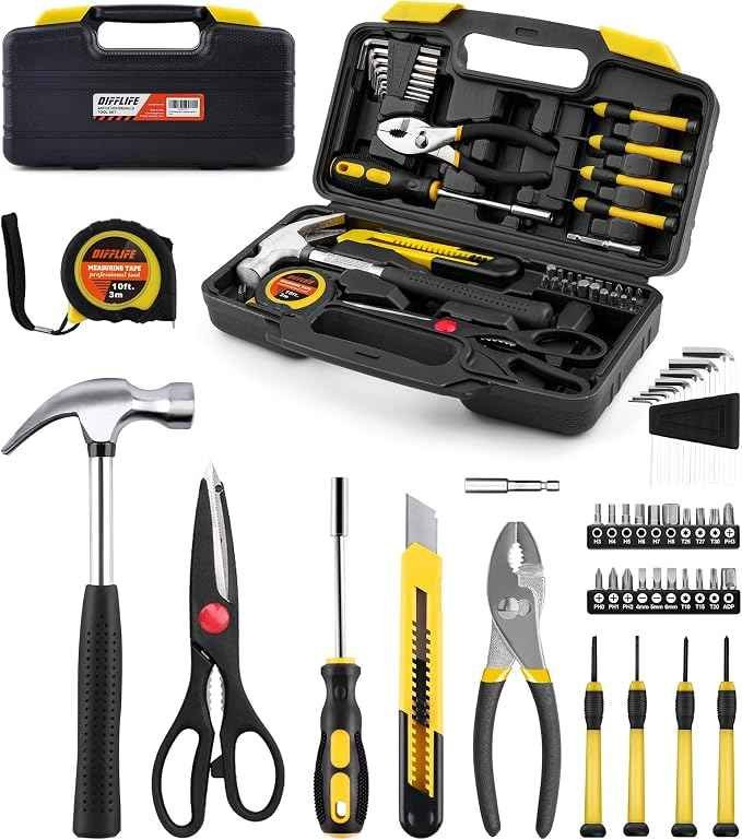 40 piece general household tool set in compact molded storage case