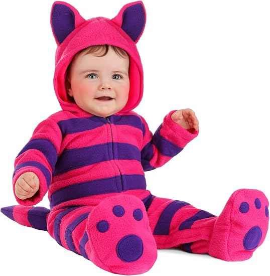 Cheshire cat striped infant Halloween costume with hood