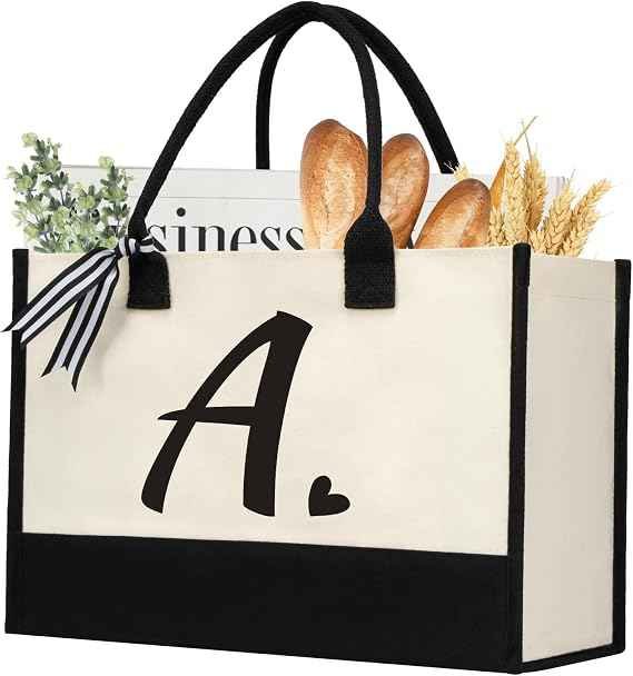 Personalised initial canvas tote bag