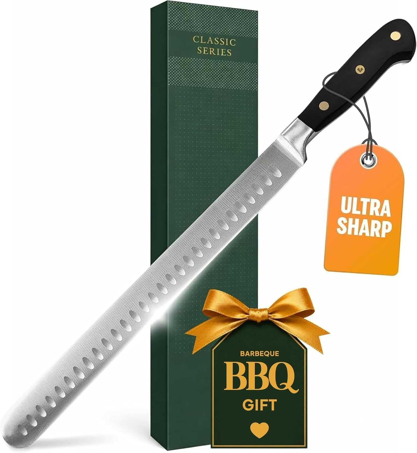 12-inch scalloped brisket carving knife with ergonomic handle