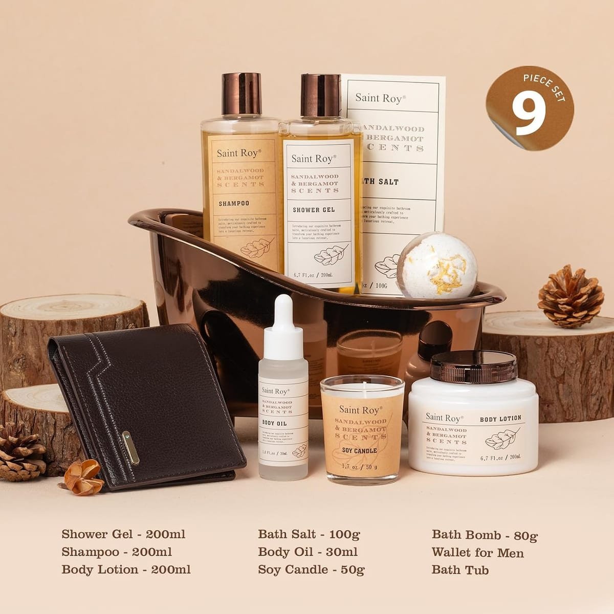 Cedar and Bergamot Men's Spa Kit bath and body set
