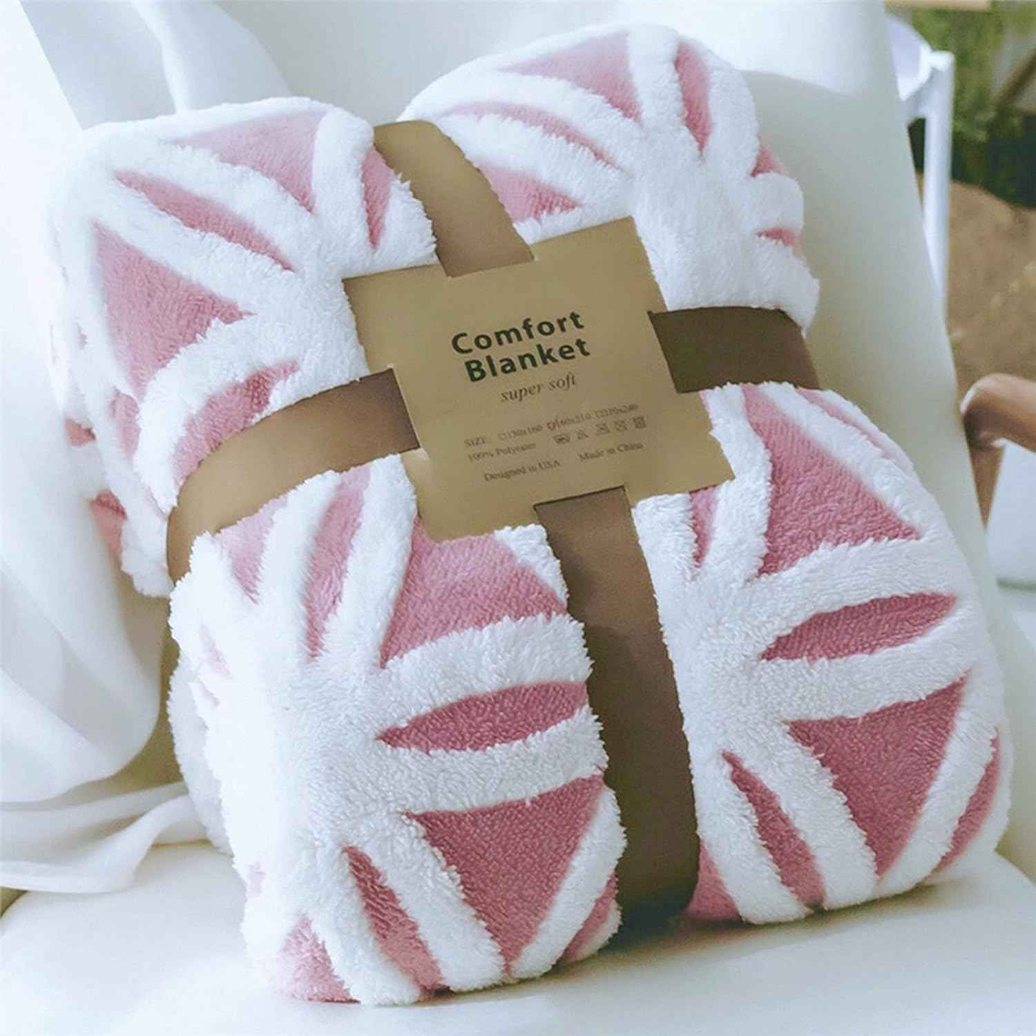 Pink sherpa fleece throw blanket