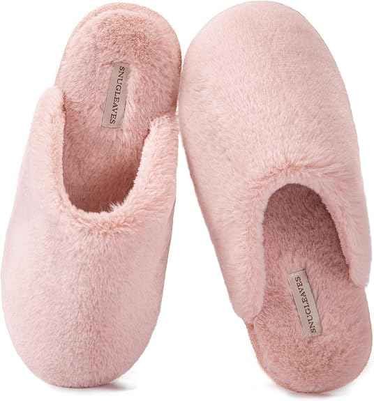Snug Leaves Fuzzy Scuff Memory Foam Slippers