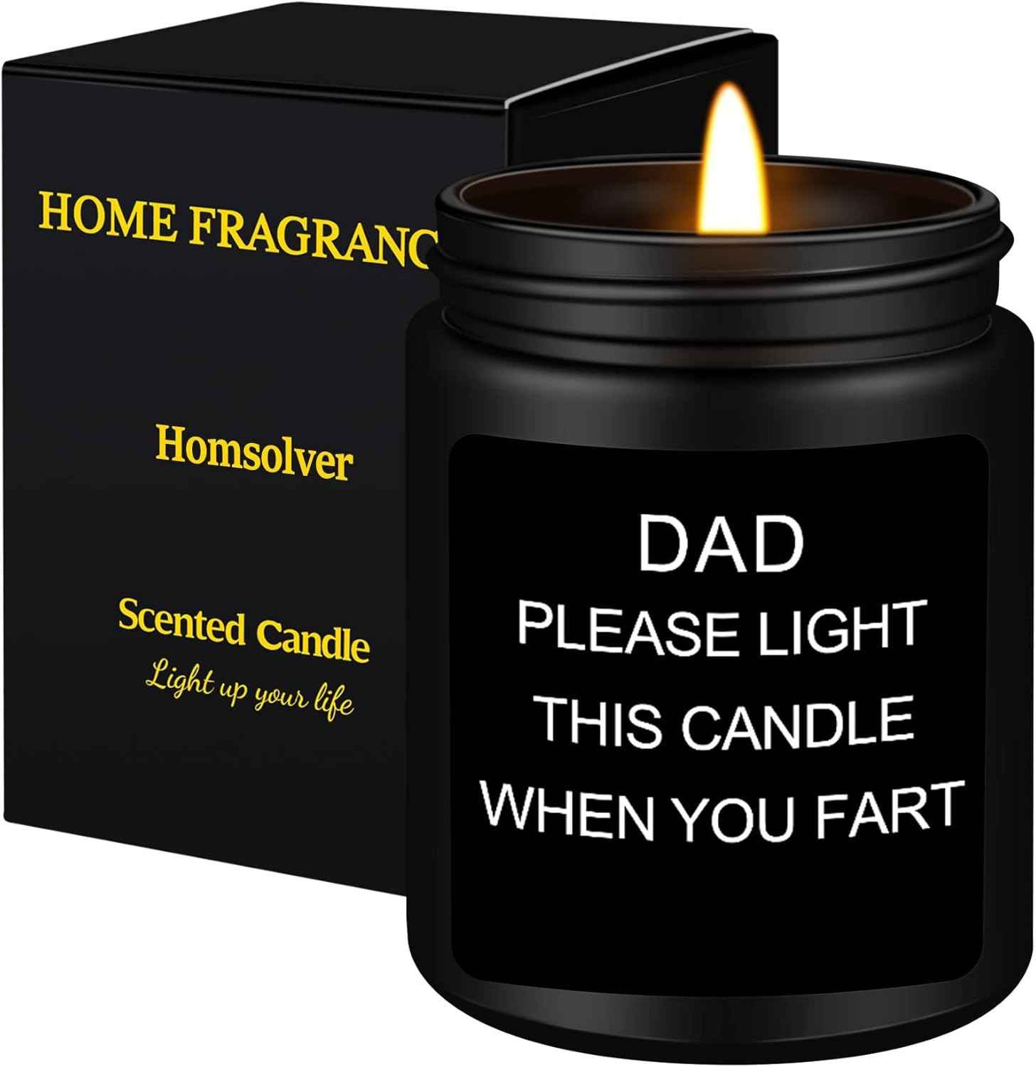 Aromatherapy soy candle jar with best dad ever label