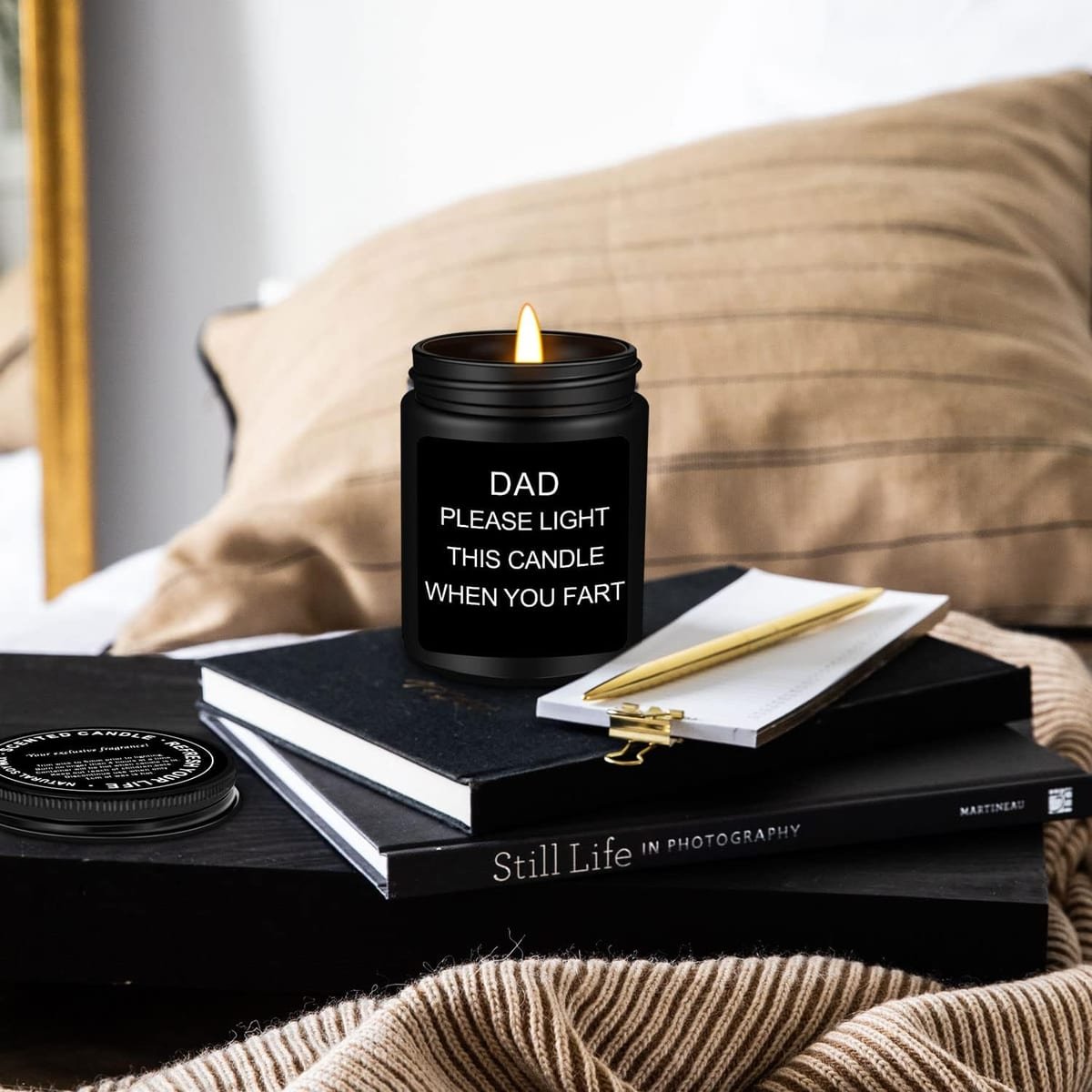 Best Dad Ever Scented Candle in amber glass jar