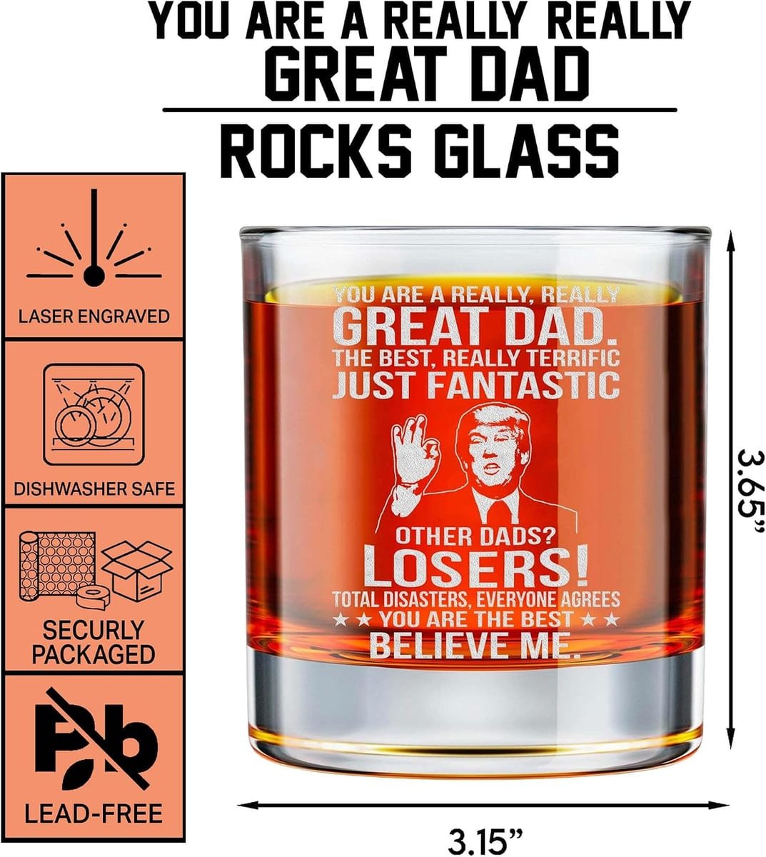 Laser-engraved glassware keepsake gift for dad