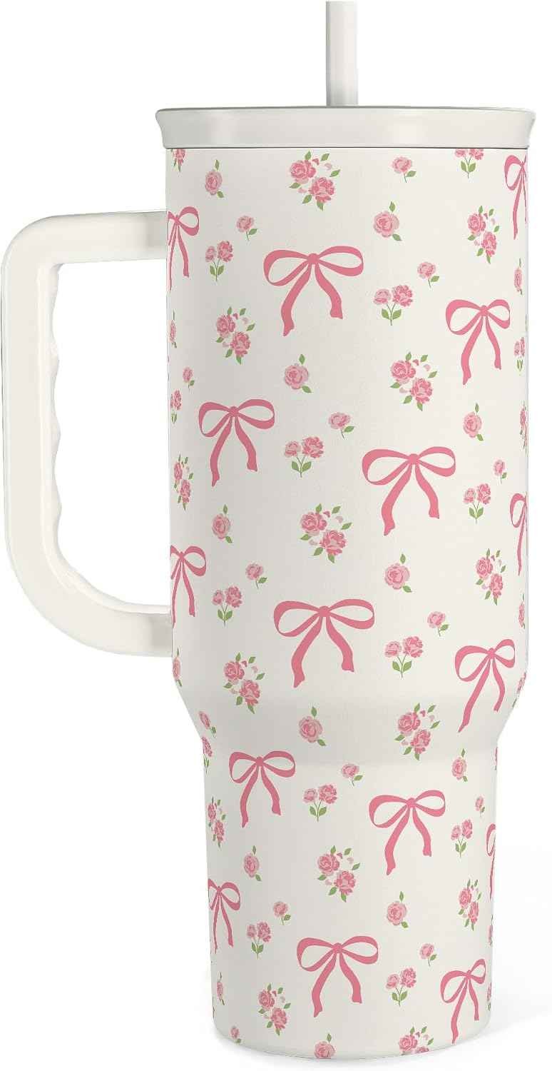 SANDJEST Aesthetic Bow 40oz Insulated Tumbler