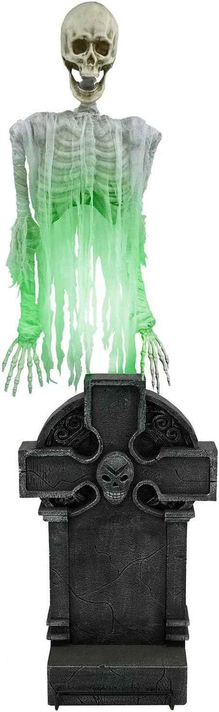 Haunted Hill Farm Floating Skeleton Ghost Over Tombstone