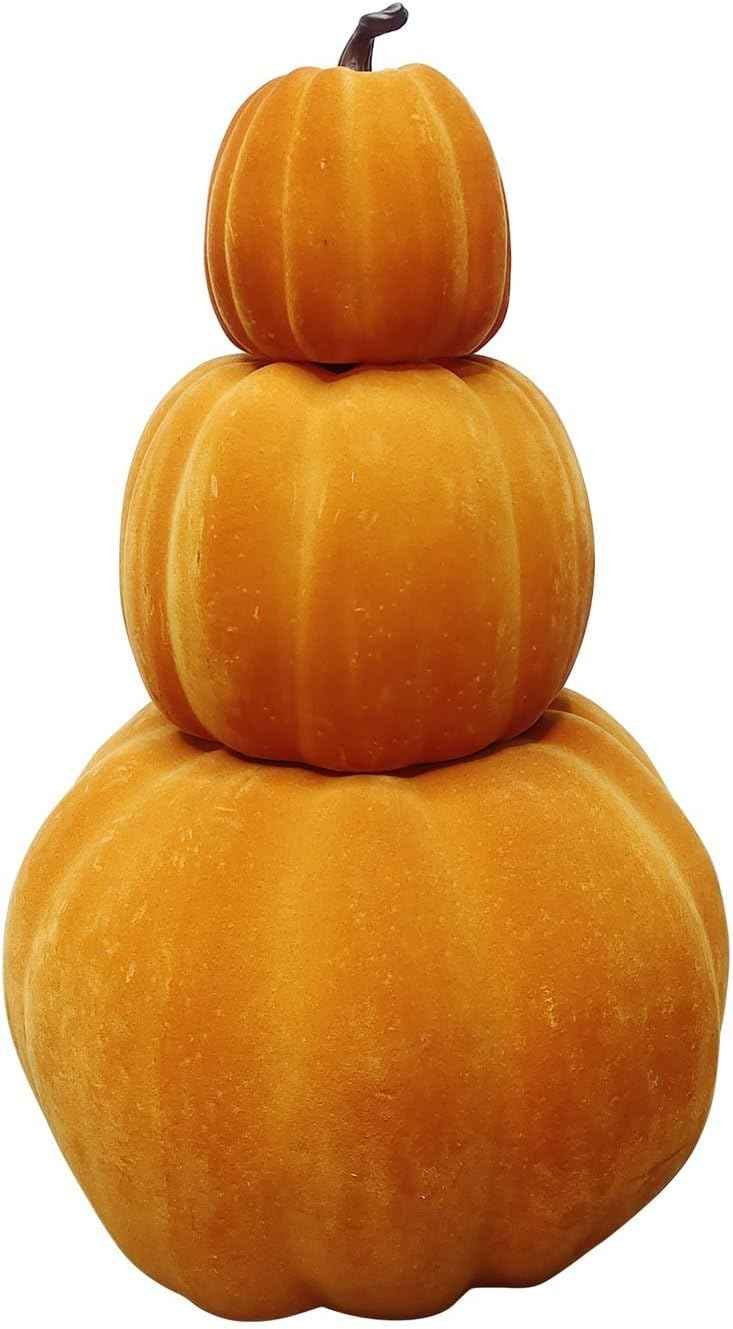 Haunted Hill Farm 2.4-Ft Flocked Pumpkin Stack
