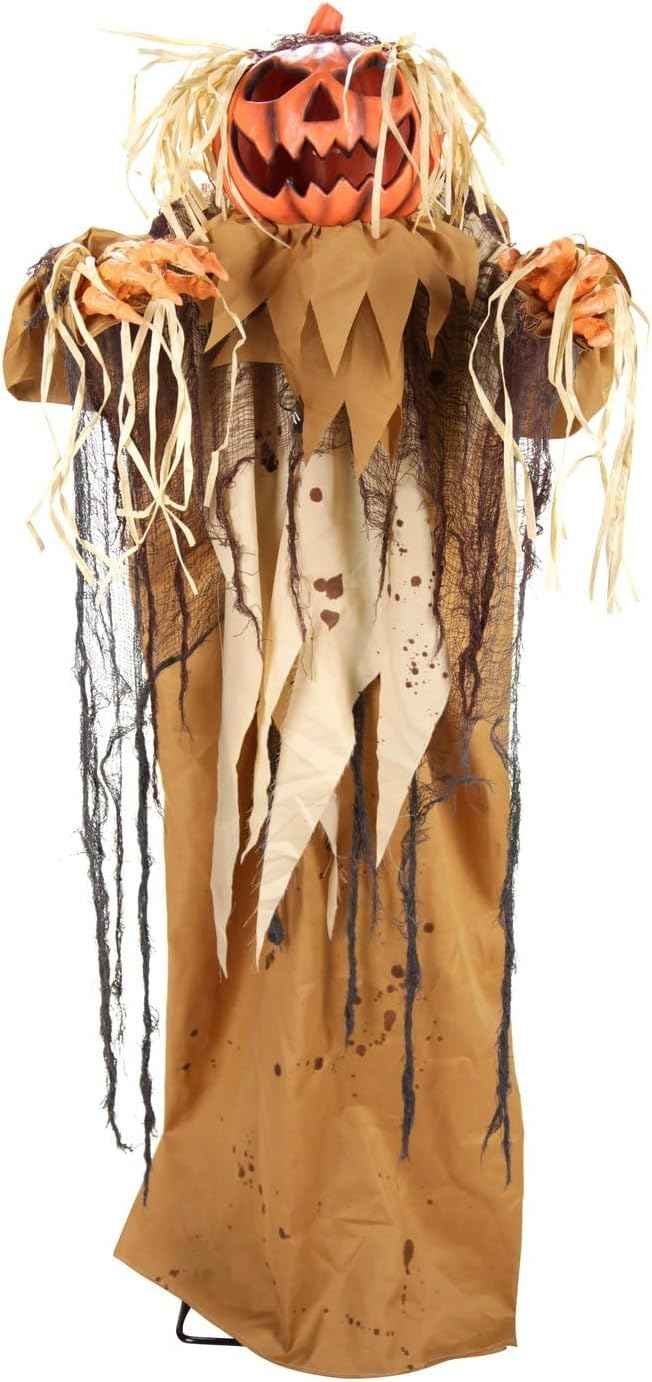 Haunted Hill Farm 5.4-Ft Head Dropping Pumpkin Man Animatronic