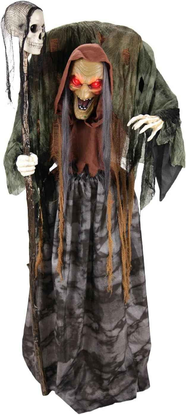 Haunted Hill Farm 5.6-Ft Hunchback Witch Animatronic