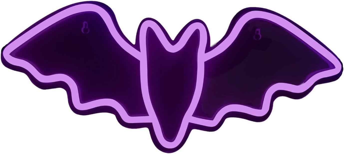 Haunted Hill Farm 0.6-Ft Neon Purple LED Bat Wall Decoration