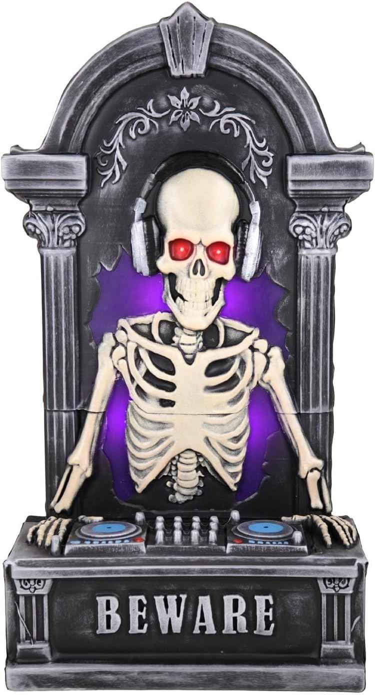 Haunted Hill Farm 3-Ft Tombstone Skeleton DJ Animatronic
