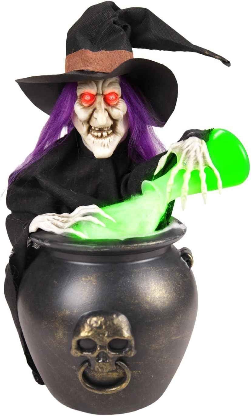 Haunted Hill Farm 1.8-Ft Witch Pouring Potion Animatronic