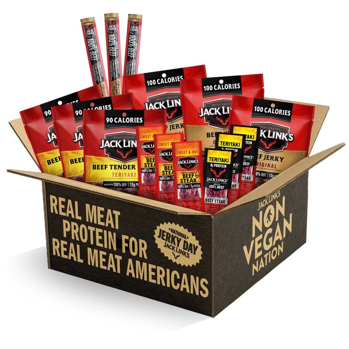 Jack Link's Beef Jerky Variety Pack featuring 15 assorted snack bags