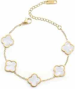 AIPPK 18K Gold Plated Clover Lucky Bracelet