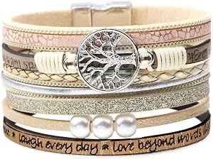 Desimtion Tree of Life Leather Wrap Bracelet