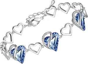 Birthstone crystal infinity heart bracelet