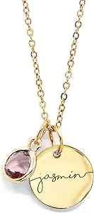 Personalised birthstone necklace with custom initial