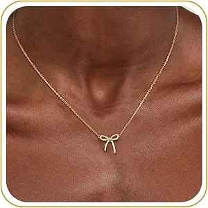 Dainty bow pendant necklace in 14K gold plating