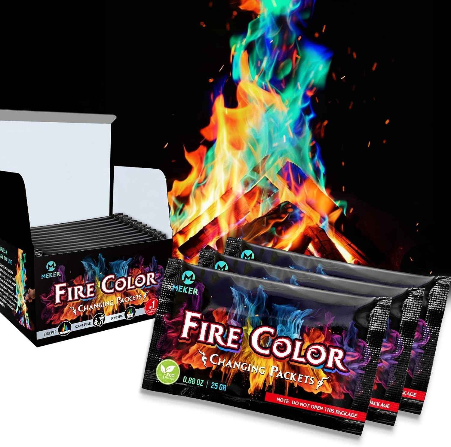 MEKER Mystical Fire Color Changing Packets for wood burning campfires and fire pits