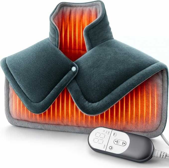 Electric weighted heating pad for neck and shoulders with digital controller