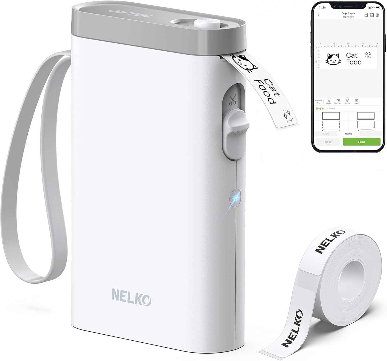 Nelko P21 Bluetooth Portable Thermal Label Maker machine with custom app
