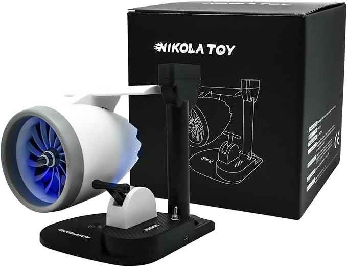 NIKOLATOY turbofan jet engine model desk fan with wireless phone charger