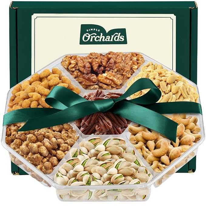 Curated gourmet roasted nuts gift tray with assorted seasoned nuts