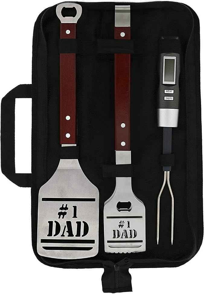Panoware Number 1 Dad 4-piece heavy duty BBQ grill tool set