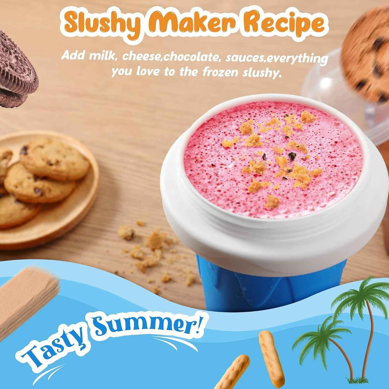 RELPOM Magic Slushie Squeeze Cup quick freeze treat maker with straw spoon