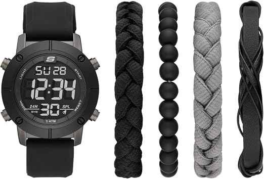 Skechers men's modern quartz watch and bracelet set in gift box