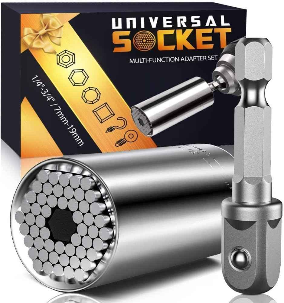 Universal socket grip tool adapter fitting nuts and bolts from 7mm to 19mm