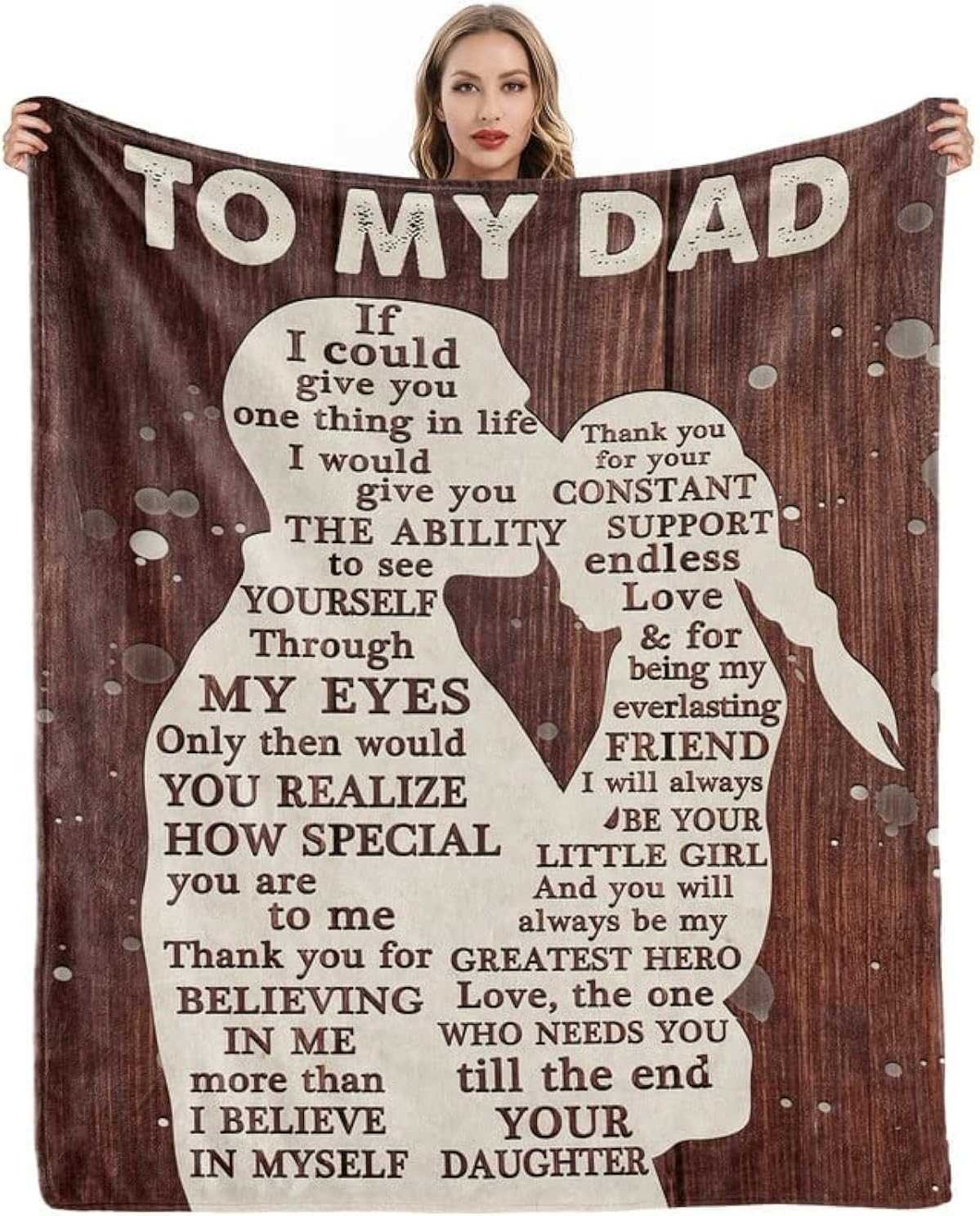 To My Dad soft plush throw blanket with heartfelt message