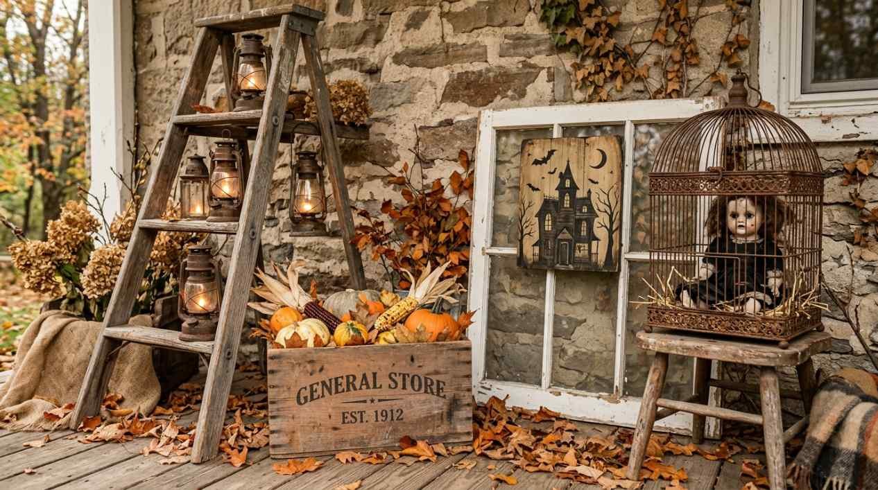 16 Vintage Halloween Decor Ideas Using Repurposed Antiques and Found Objects